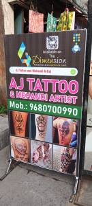 Standee printing press services Near Shri Mata Mandir Loha Pool Sitabuldi Nagpur, Check sample for Tattoo And Mehandi Artist 1