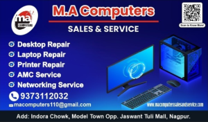 Visiting Card printing press services in Indora Chowk Model Town Opposite Jaswant Tuli Mall, Nagpur Check sample for Computers Sales And Services Center 1